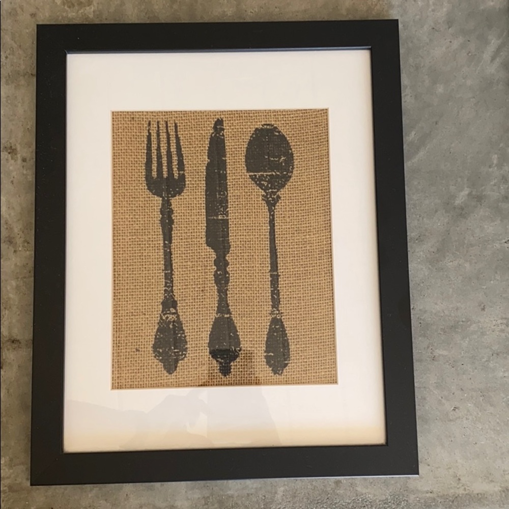 Framed screen print on burlap